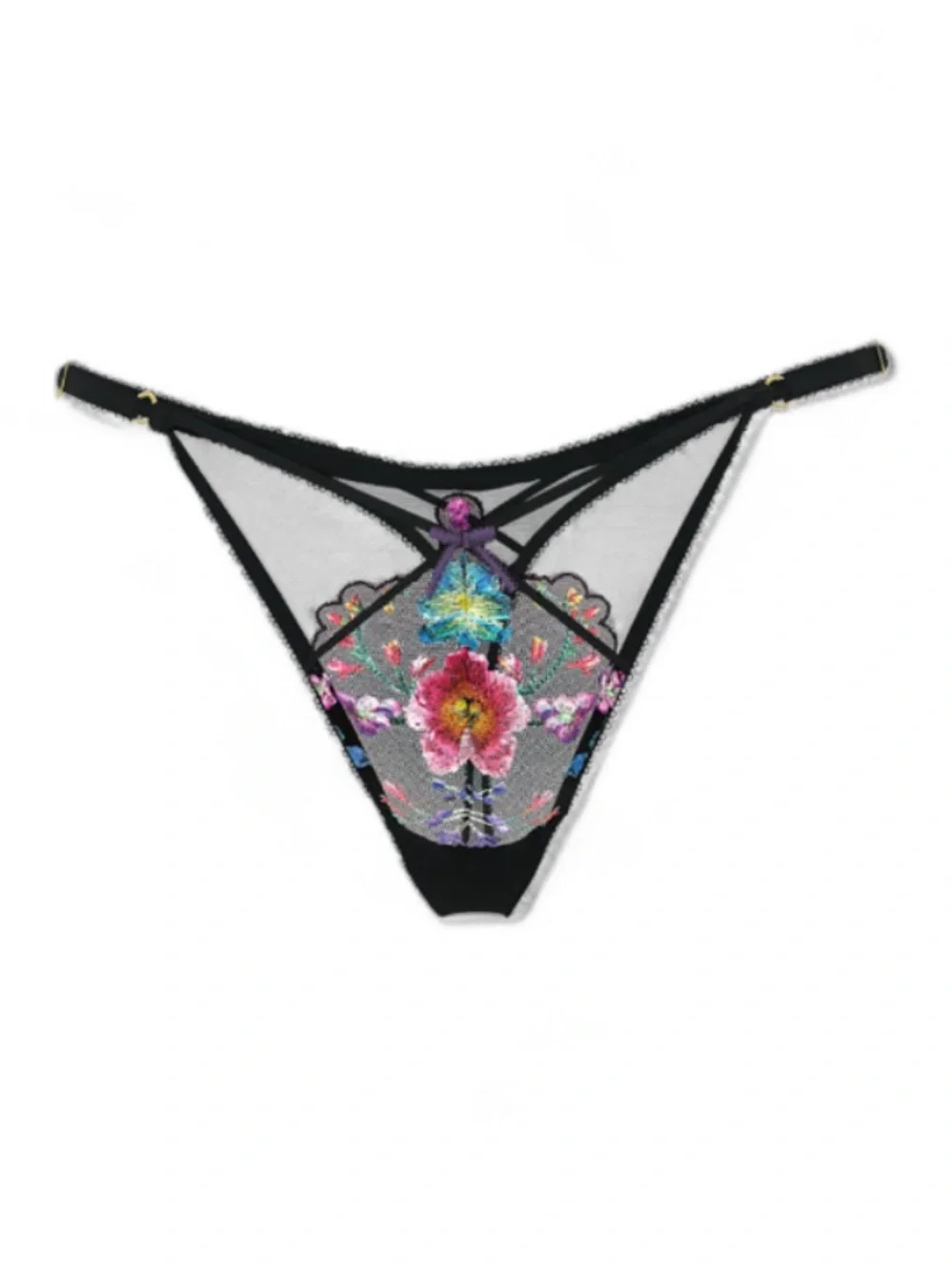 💐 Dark Blossom Adjustable Thong Very Sexy x Victoria Secret Small NWT